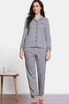Zivame The Weekender Knit Cotton Pyjama Set - Medieval Blue — thumbnail 2